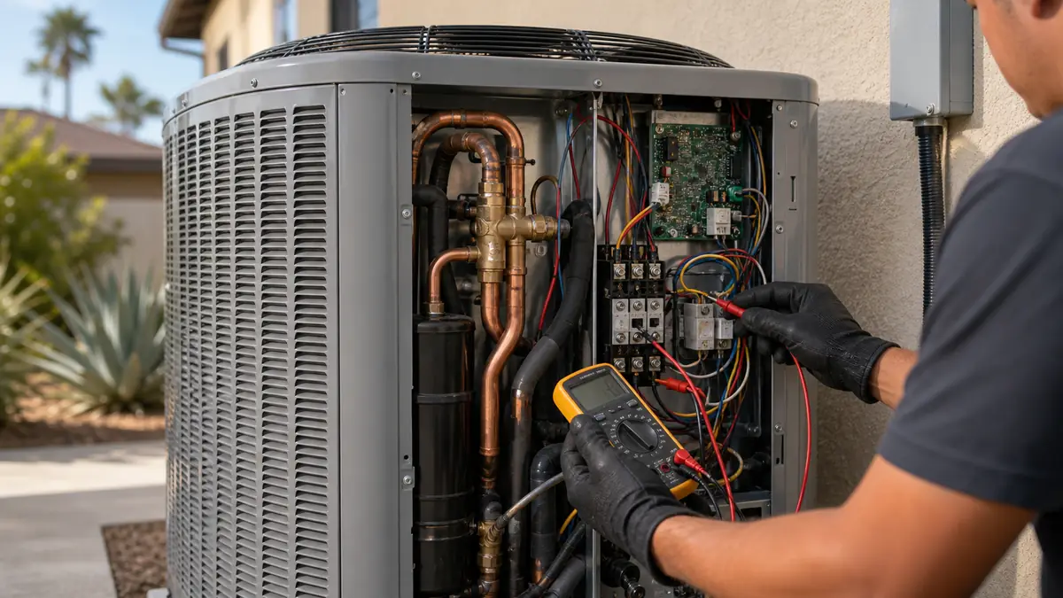 Illustration: Mitsubishi heat pump repair in Encino, CA